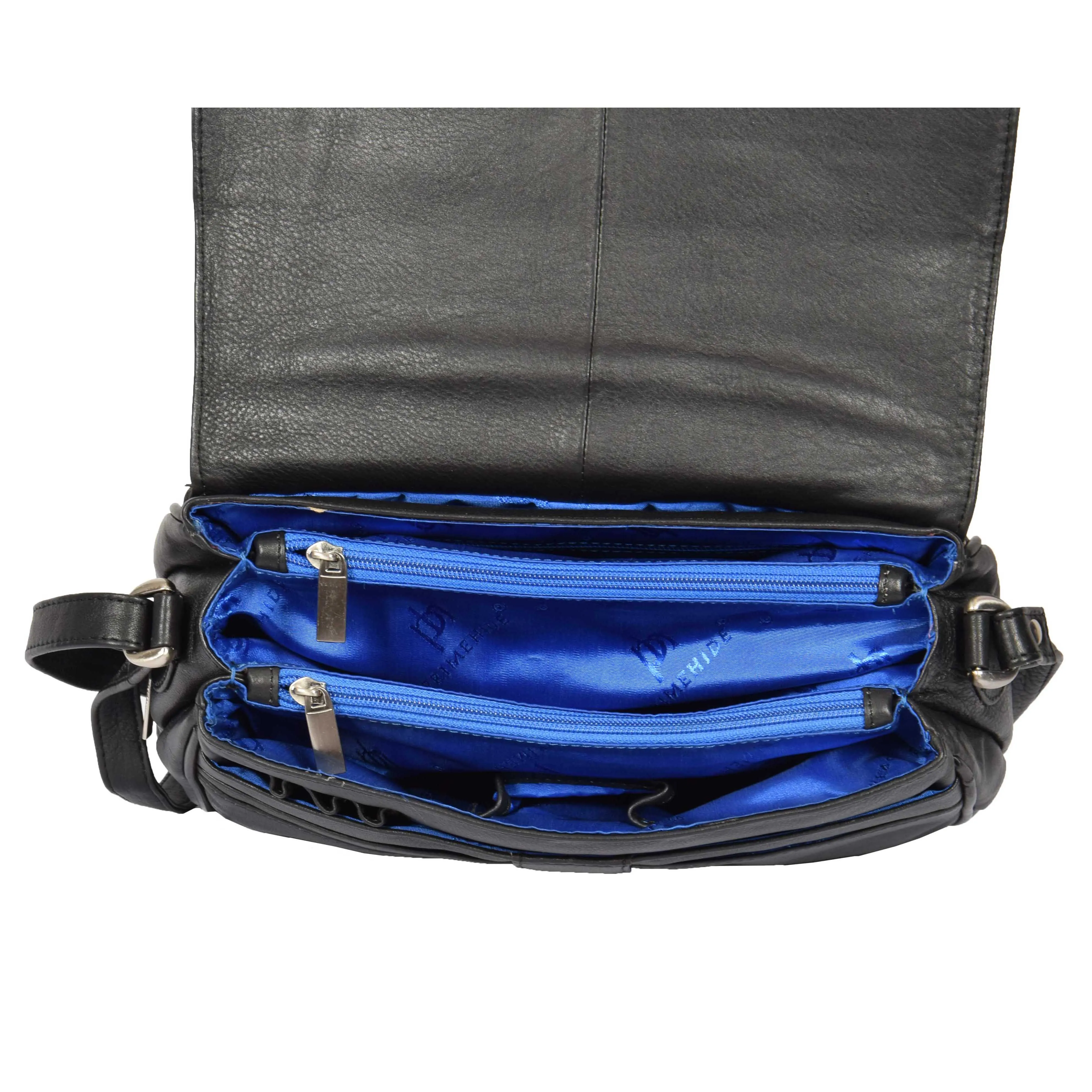 Womens Black Leather Shoulder Messenger Handbag Ada