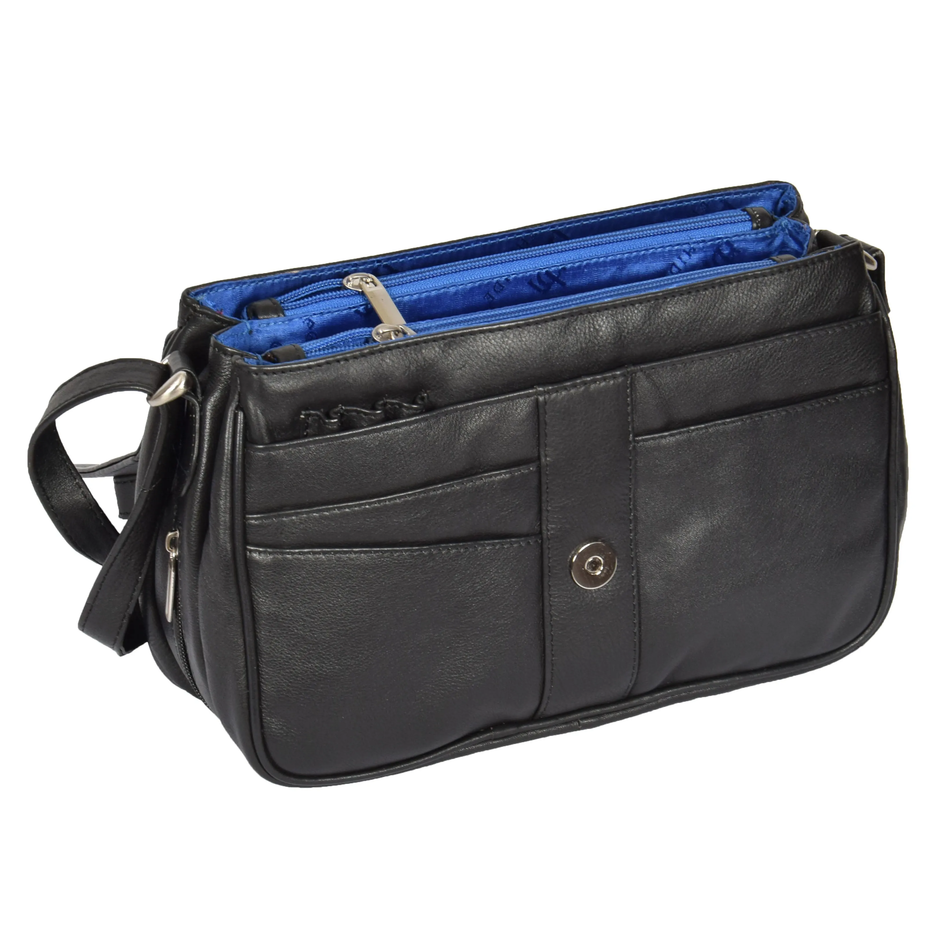 Womens Black Leather Shoulder Messenger Handbag Ada