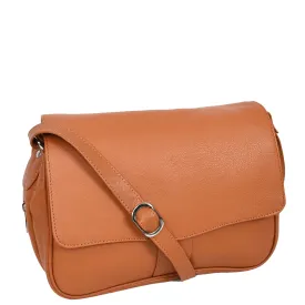 Womens Cognac Leather Shoulder Messenger Handbag Ada