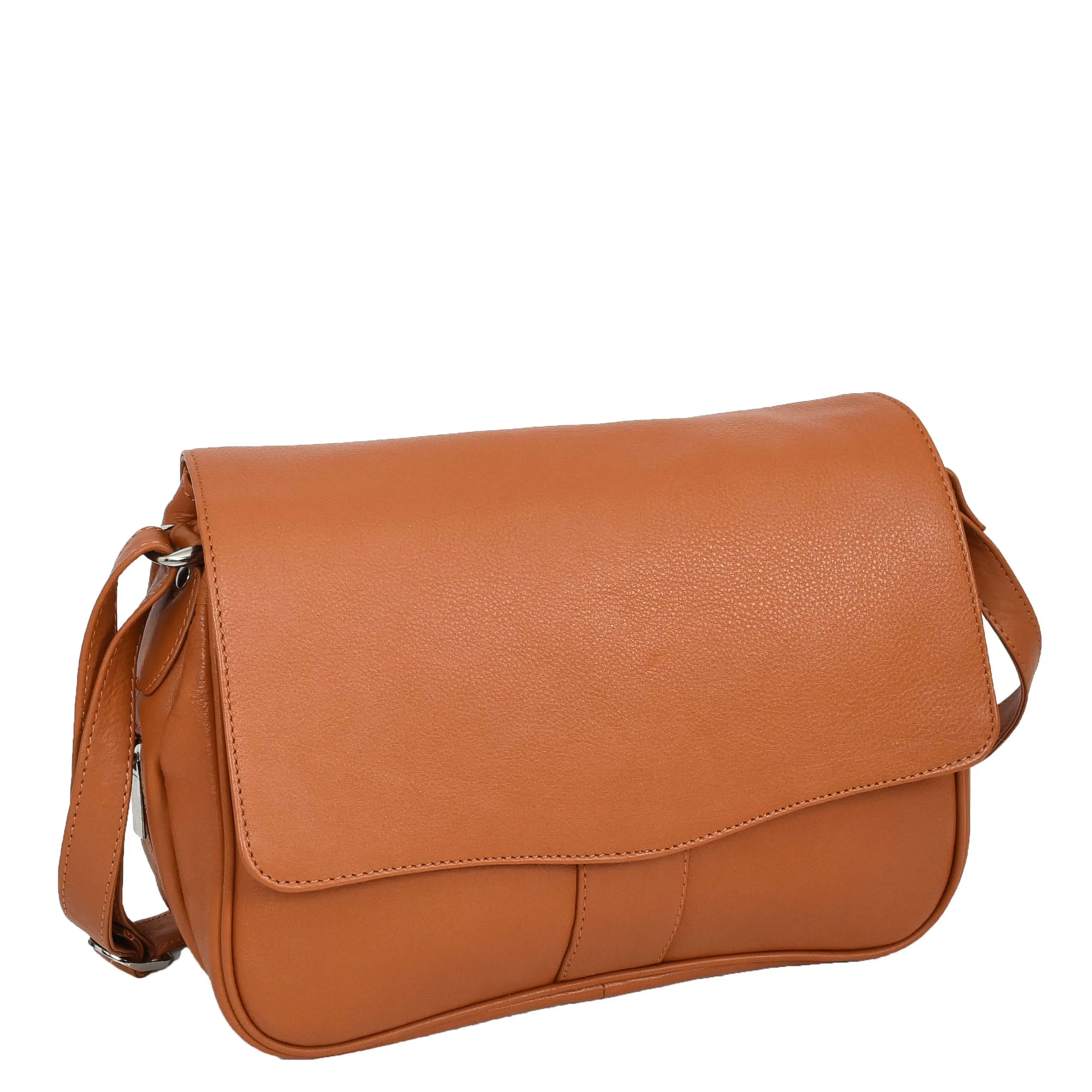 Womens Cognac Leather Shoulder Messenger Handbag Ada