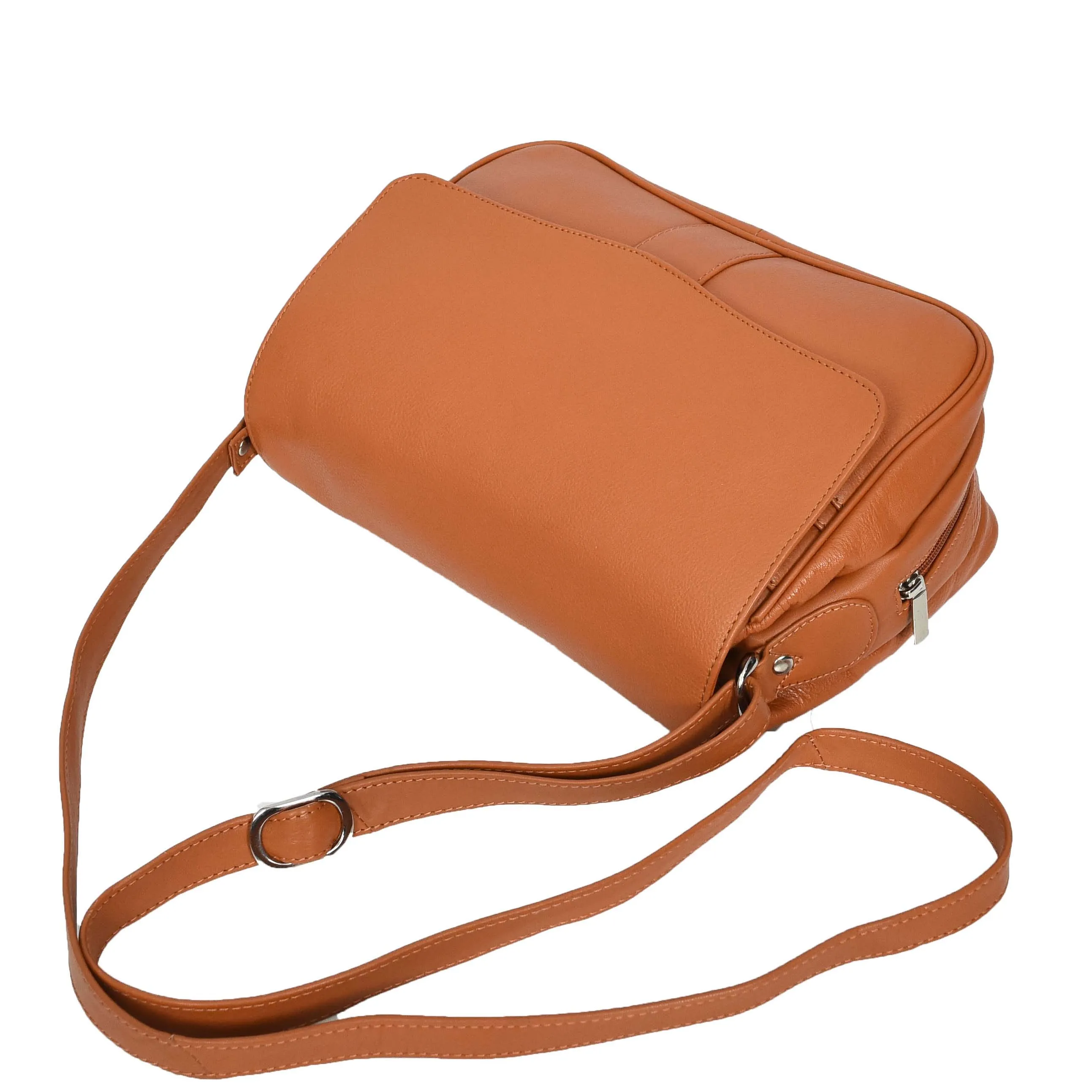 Womens Cognac Leather Shoulder Messenger Handbag Ada