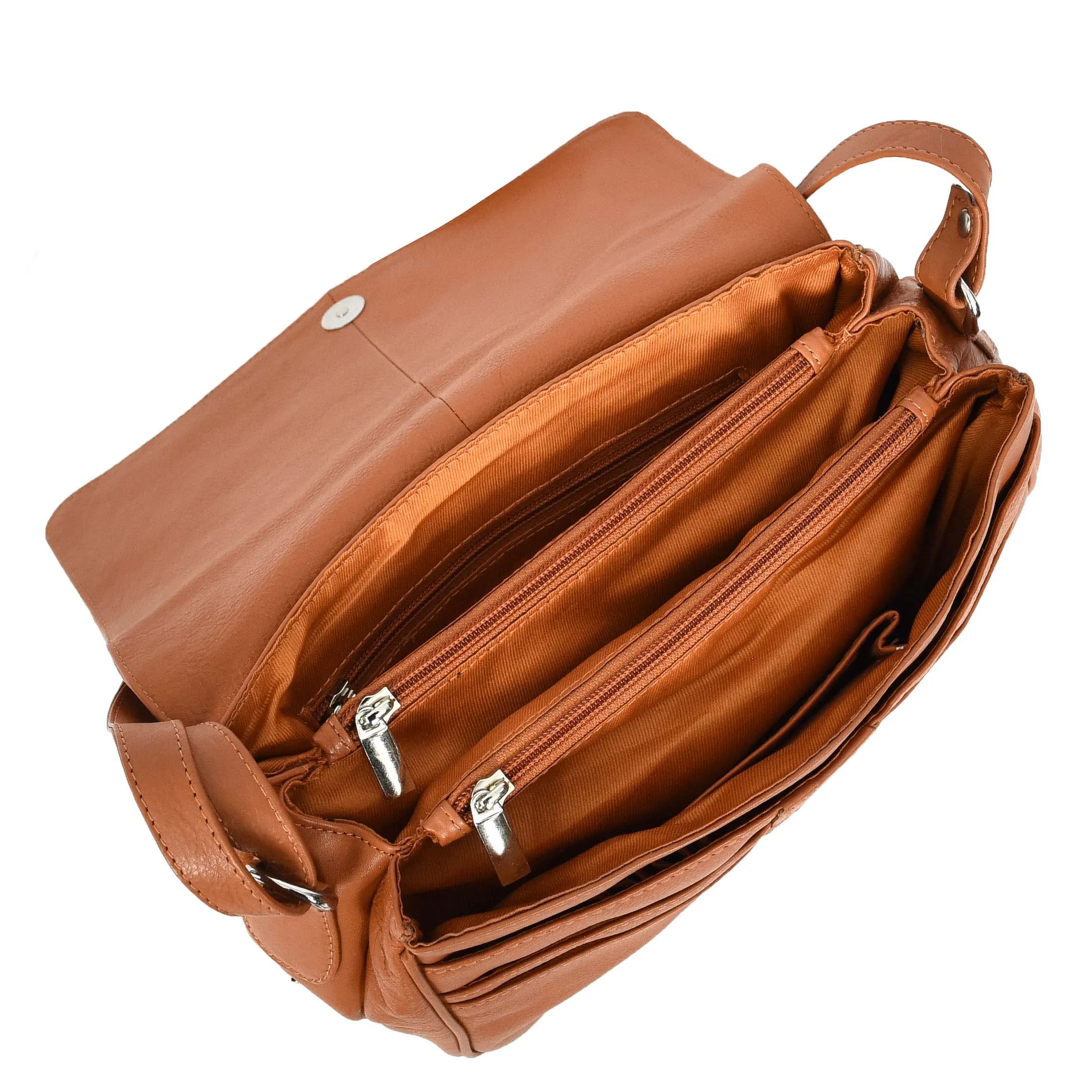 Womens Cognac Leather Shoulder Messenger Handbag Ada